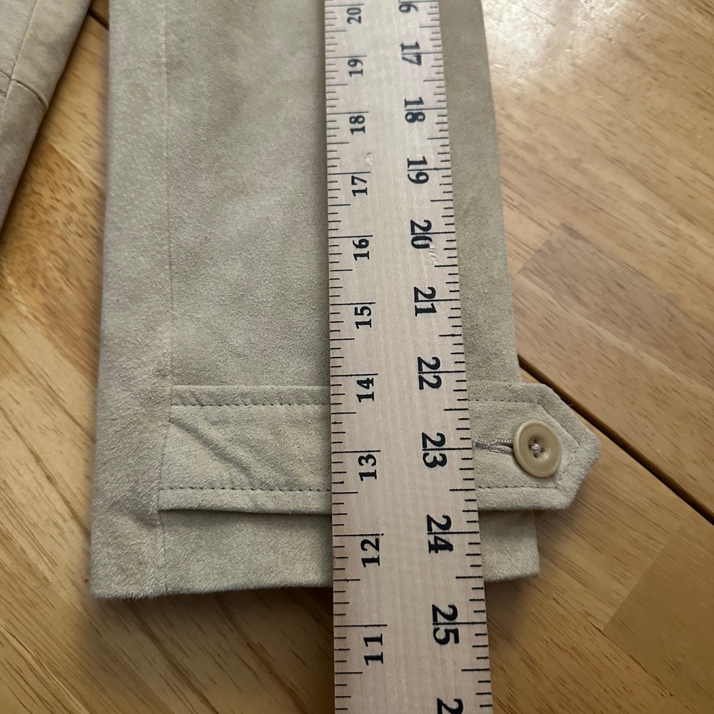 Orvis Womens M Tan Leather Jacket Button Front Blazer Coat Quilted Lining - Picture 8 of 9